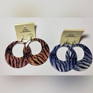 Animal Print Hoop Earrings Set